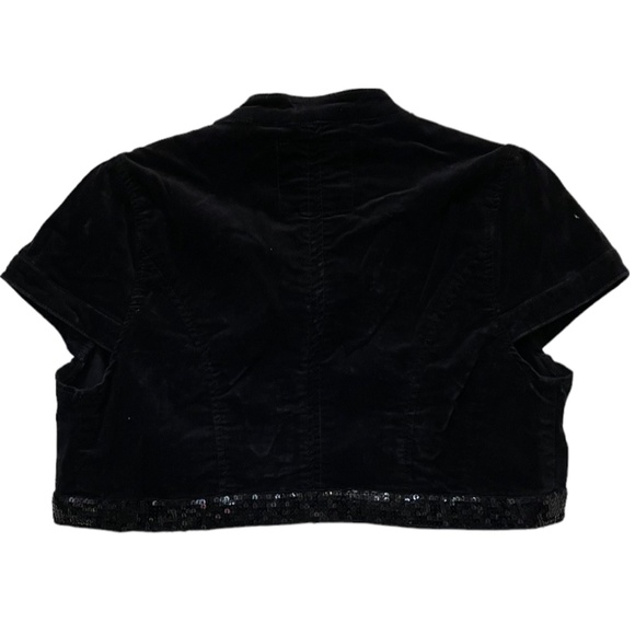 Justice Black Bolero Jacket with Black Sequin Trim and Removable Flower Size 18 - Picture 3 of 3